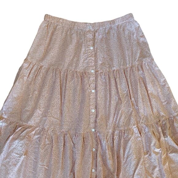 Anthropologie x Frye Elspeth Pink Floral Full Tiered Button Front Maxi Skirt XL - Picture 4 of 15